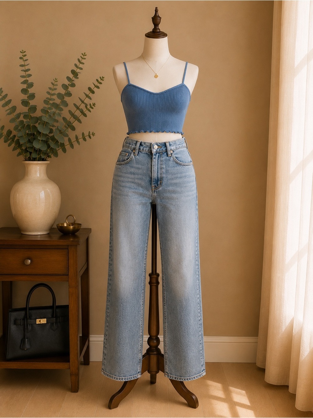 Babaton Aritzia Blue Rib Knit Sweetheart Longline Bralette Crop Top Medium